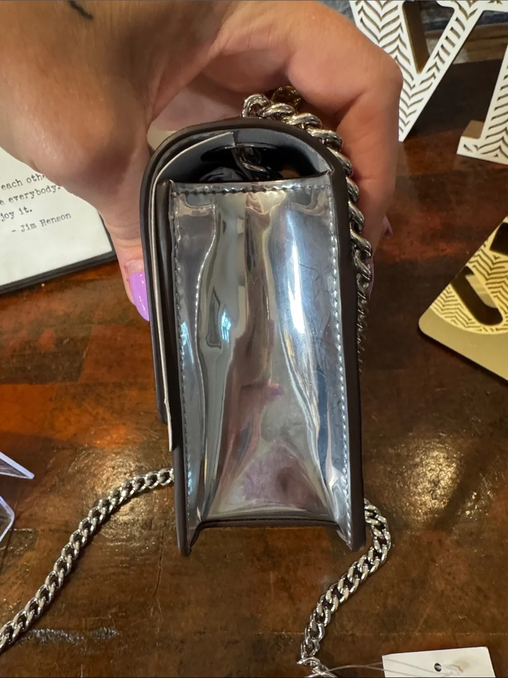 🍍kate spade Silver Metallic Crossbody Bag with Cardholder